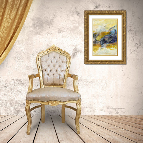 Textured Triptych III Gold Ornate Wood Framed Art Print with Double Matting by Fuchs, Jodi