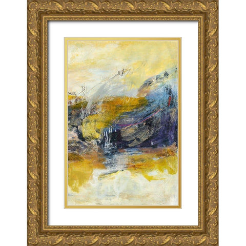 Textured Triptych III Gold Ornate Wood Framed Art Print with Double Matting by Fuchs, Jodi