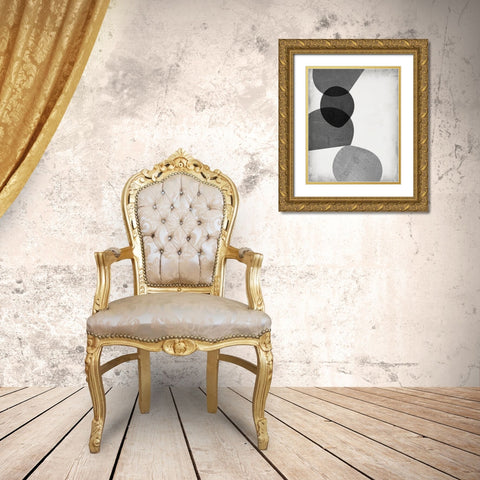 Grey Shapes II Gold Ornate Wood Framed Art Print with Double Matting by Goldberger, Jennifer