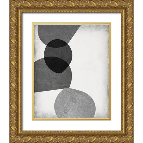 Grey Shapes II Gold Ornate Wood Framed Art Print with Double Matting by Goldberger, Jennifer