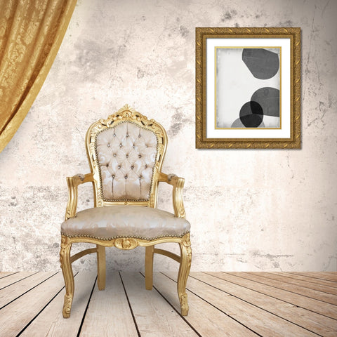 Grey Shapes III Gold Ornate Wood Framed Art Print with Double Matting by Goldberger, Jennifer