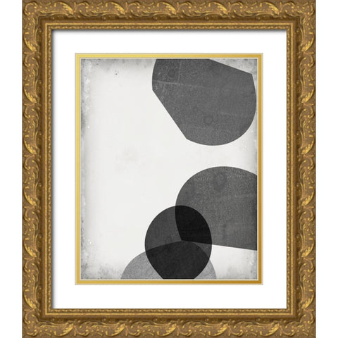 Grey Shapes III Gold Ornate Wood Framed Art Print with Double Matting by Goldberger, Jennifer