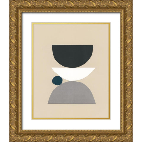 Modern Shapes I Gold Ornate Wood Framed Art Print with Double Matting by Stramel, Renee W.