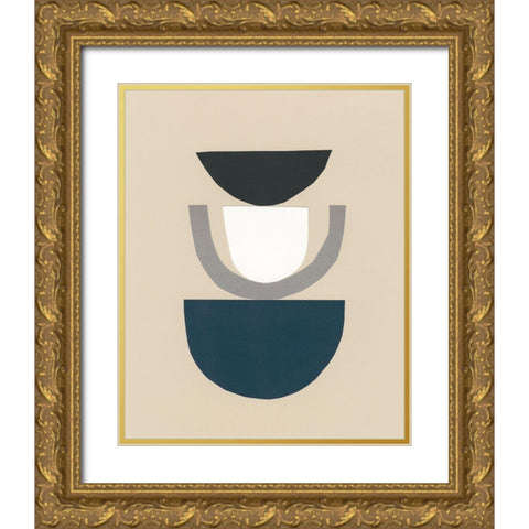 Modern Shapes II Gold Ornate Wood Framed Art Print with Double Matting by Stramel, Renee W.