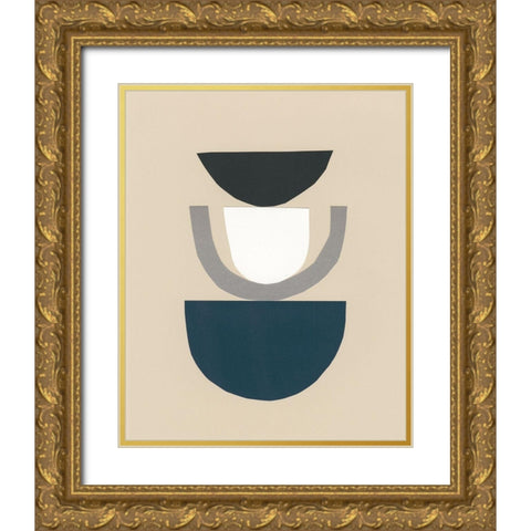 Modern Shapes II Gold Ornate Wood Framed Art Print with Double Matting by Stramel, Renee W.