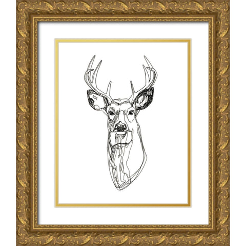 Whitetail Wireframe II Gold Ornate Wood Framed Art Print with Double Matting by Scarvey, Emma