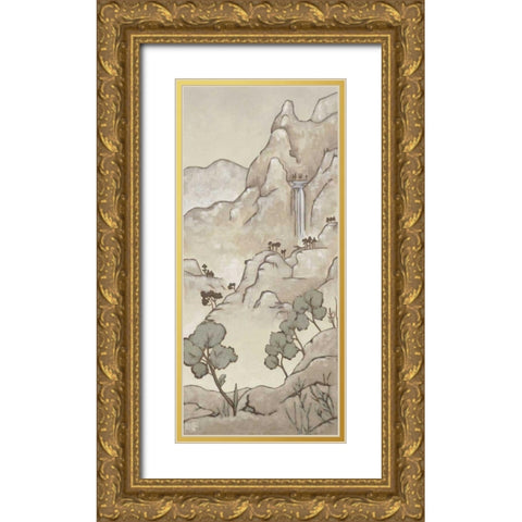 Non-Embellished Chinoiserie Landscape I Gold Ornate Wood Framed Art Print with Double Matting by Zarris, Chariklia