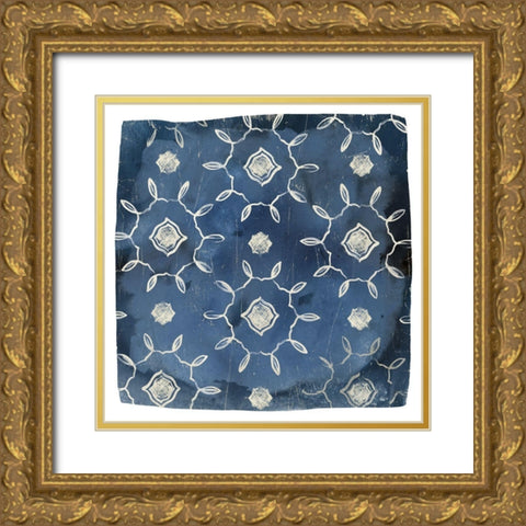 Indigo Scrap II Gold Ornate Wood Framed Art Print with Double Matting by Vess, June Erica