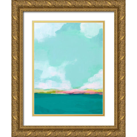 Island Horizon II Gold Ornate Wood Framed Art Print with Double Matting by Vess, June Erica