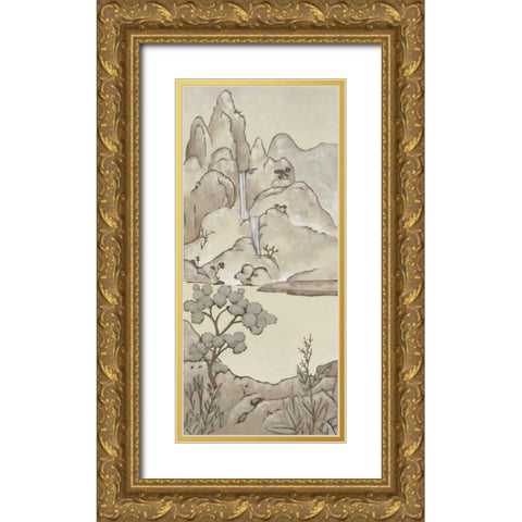 Non-Embellished Chinoiserie Landscape II Gold Ornate Wood Framed Art Print with Double Matting by Zarris, Chariklia