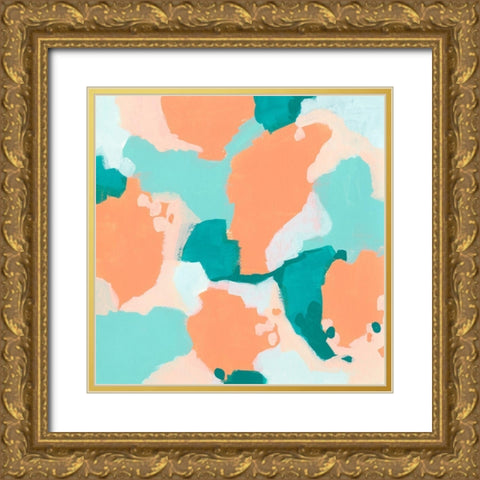 Peach Fizz II Gold Ornate Wood Framed Art Print with Double Matting by Vess, June Erica