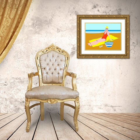 Beachy Keen II Gold Ornate Wood Framed Art Print with Double Matting by Blanckslate