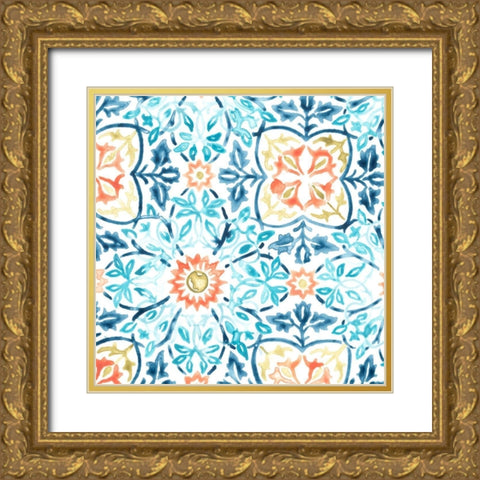 Medallion Medley I Gold Ornate Wood Framed Art Print with Double Matting by Vess, June Erica