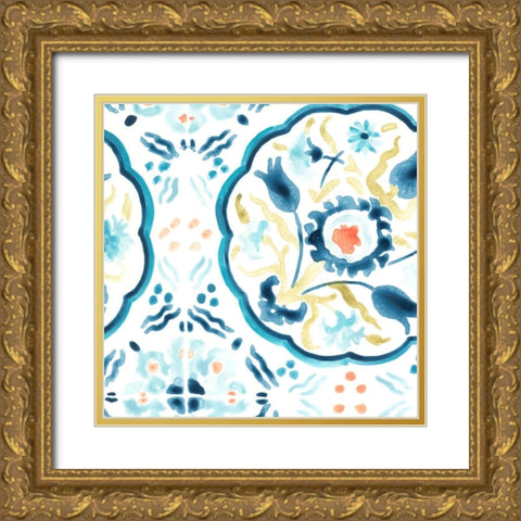 Medallion Medley V Gold Ornate Wood Framed Art Print with Double Matting by Vess, June Erica