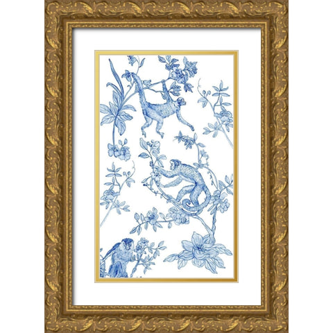 Monkey Land IV Gold Ornate Wood Framed Art Print with Double Matting by Wang, Melissa