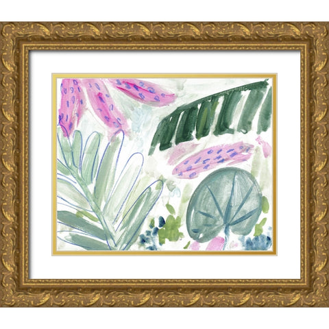 Tropical Abstraction II Gold Ornate Wood Framed Art Print with Double Matting by Wang, Melissa