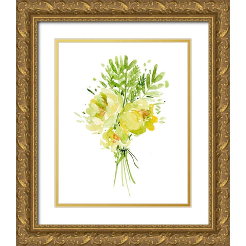 Bouquet with Peony I Gold Ornate Wood Framed Art Print with Double Matting by Wang, Melissa