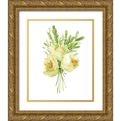 Bouquet with Peony II Gold Ornate Wood Framed Art Print with Double Matting by Wang, Melissa