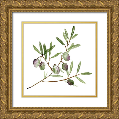 Olive Branch II Gold Ornate Wood Framed Art Print with Double Matting by Wang, Melissa