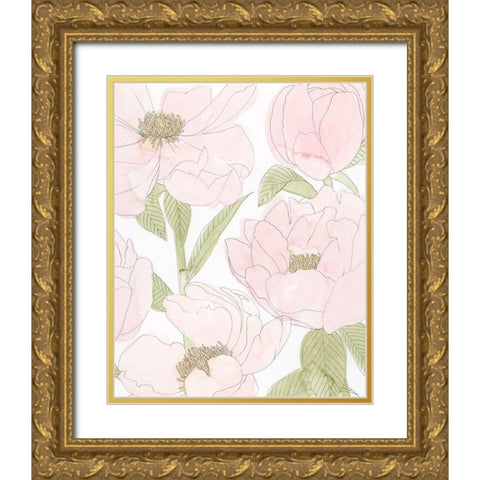 Veiled Peonies II Gold Ornate Wood Framed Art Print with Double Matting by Popp, Grace