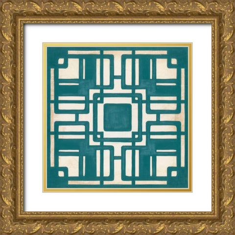Non-Embellished Deco Tile IV Gold Ornate Wood Framed Art Print with Double Matting by Vess, June Erica