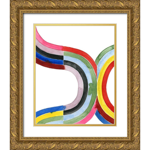 Deconstructed Rainbow V Gold Ornate Wood Framed Art Print with Double Matting by Popp, Grace