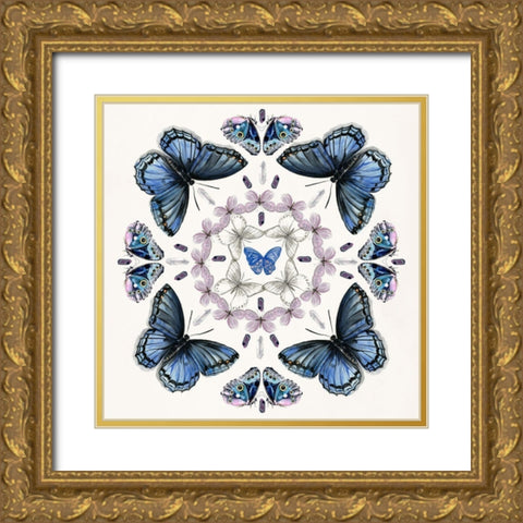 Butterfly Mandala II Gold Ornate Wood Framed Art Print with Double Matting by Parker, Jennifer Paxton