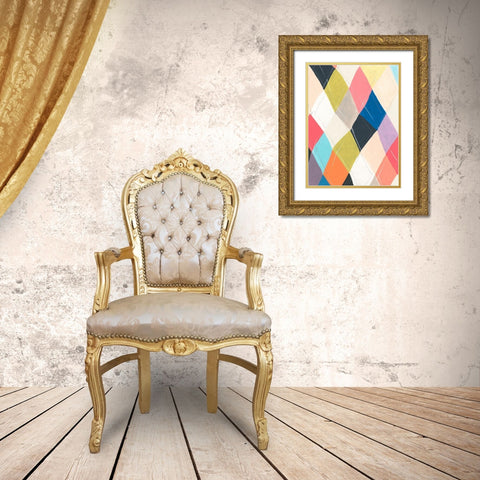 Harlequin Hopscotch I Gold Ornate Wood Framed Art Print with Double Matting by Vess, June Erica