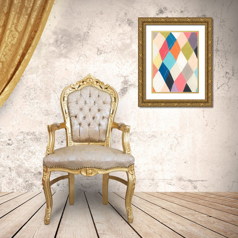 Harlequin Hopscotch II Gold Ornate Wood Framed Art Print with Double Matting by Vess, June Erica