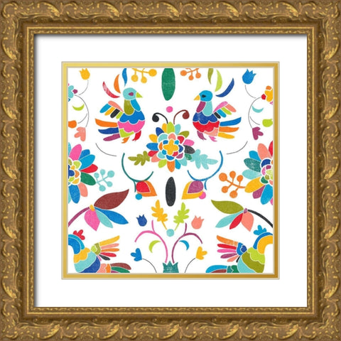 Folklorica II Gold Ornate Wood Framed Art Print with Double Matting by Vess, June Erica