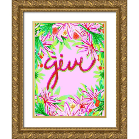 Christmas Foliage III Gold Ornate Wood Framed Art Print with Double Matting by Blanckslate