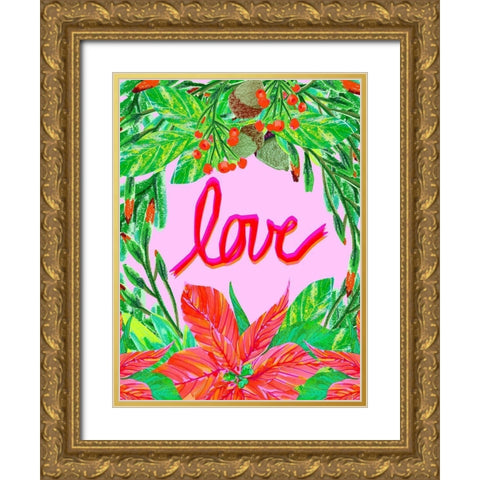 Christmas Foliage IV Gold Ornate Wood Framed Art Print with Double Matting by Blanckslate