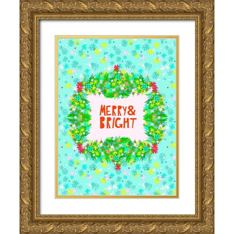 Merry and Bright II Gold Ornate Wood Framed Art Print with Double Matting by Blanckslate