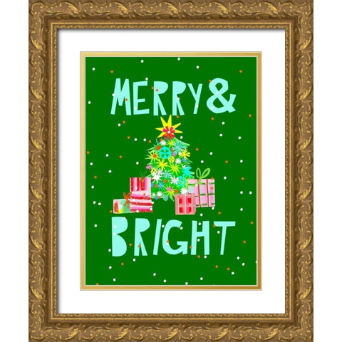 Merry and Bright VI Gold Ornate Wood Framed Art Print with Double Matting by Blanckslate