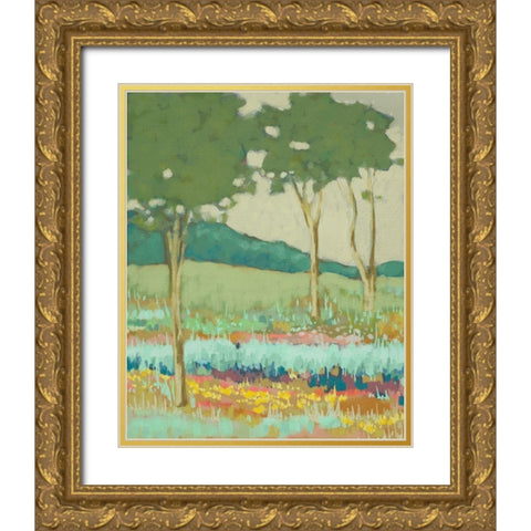 Custom Tapestry Trees II Gold Ornate Wood Framed Art Print with Double Matting by Zarris, Chariklia