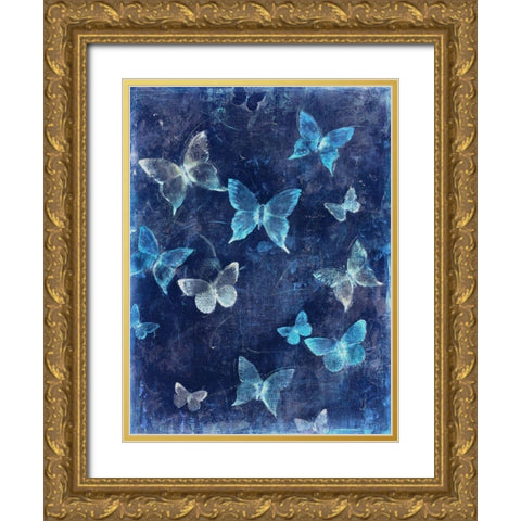 Indigo Flight I Gold Ornate Wood Framed Art Print with Double Matting by OToole, Tim