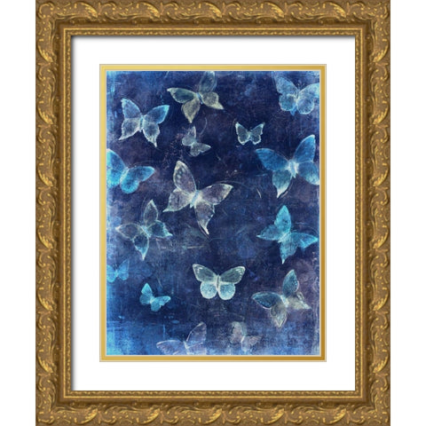 Indigo Flight II Gold Ornate Wood Framed Art Print with Double Matting by OToole, Tim