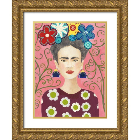 Frida Floral I Gold Ornate Wood Framed Art Print with Double Matting by Moore, Regina