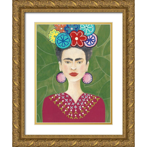 Frida Floral II Gold Ornate Wood Framed Art Print with Double Matting by Moore, Regina