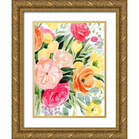 Blossomy Gathering II Gold Ornate Wood Framed Art Print with Double Matting by Popp, Grace