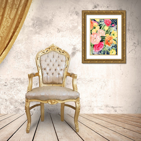 Blossomy Gathering IV Gold Ornate Wood Framed Art Print with Double Matting by Popp, Grace