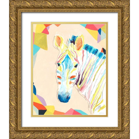 Safari Party II Gold Ornate Wood Framed Art Print with Double Matting by Vess, June Erica