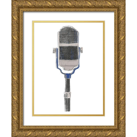 Mic Check II Gold Ornate Wood Framed Art Print with Double Matting by Vess, June Erica