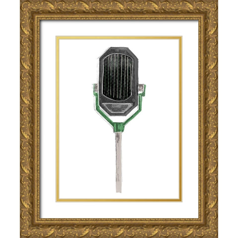 Mic Check III Gold Ornate Wood Framed Art Print with Double Matting by Vess, June Erica