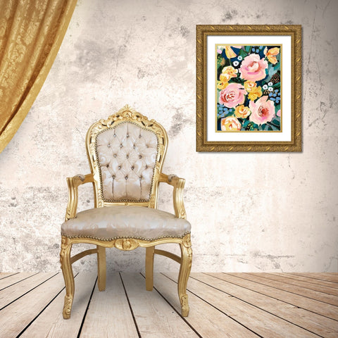 Flower Jumble I Gold Ornate Wood Framed Art Print with Double Matting by Borges, Victoria