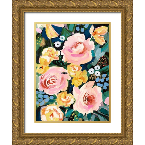 Flower Jumble I Gold Ornate Wood Framed Art Print with Double Matting by Borges, Victoria