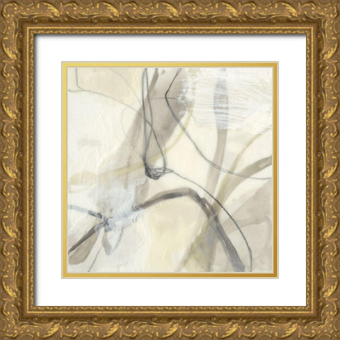 Flowing Neutrals II Gold Ornate Wood Framed Art Print with Double Matting by Goldberger, Jennifer