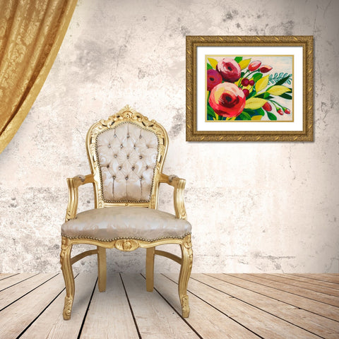 Vivacious Bloom I Gold Ornate Wood Framed Art Print with Double Matting by Popp, Grace