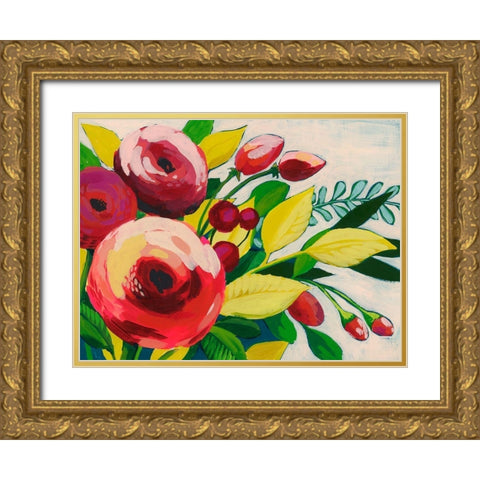 Vivacious Bloom I Gold Ornate Wood Framed Art Print with Double Matting by Popp, Grace