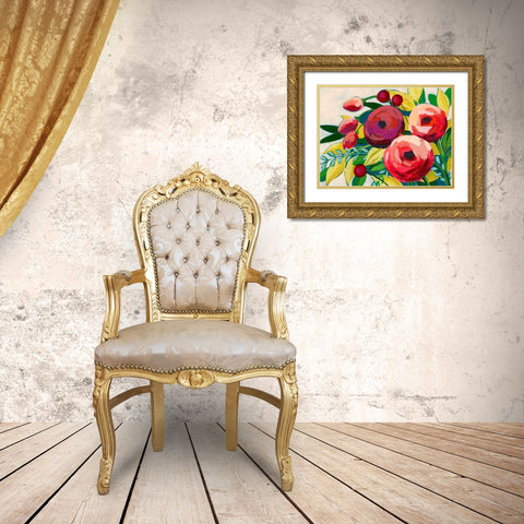 Vivacious Bloom II Gold Ornate Wood Framed Art Print with Double Matting by Popp, Grace